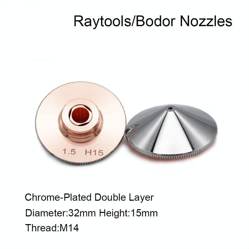 CE Laser Cutting Parts Raytools Nozzle Single / Double Layer Dia.28mm H15 M11 Caliber 0.8-4.0mm