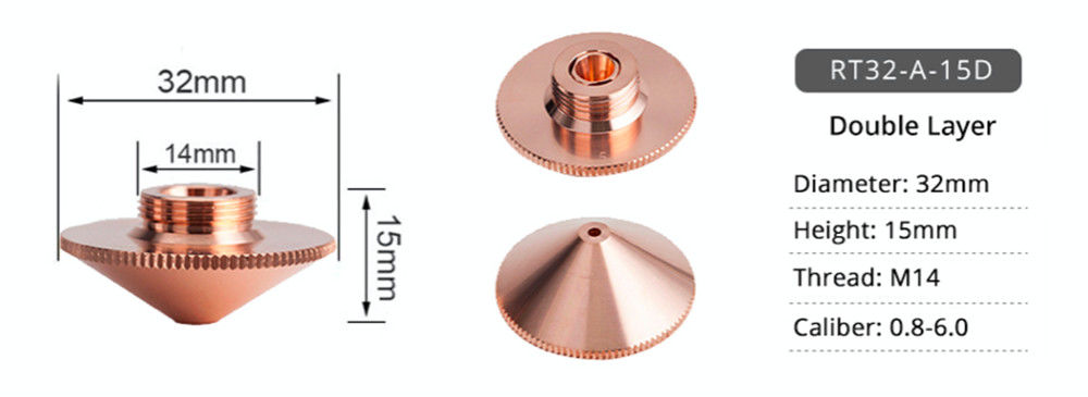 Copper Laser Cutting Accessories 0.8-2.7mm Caliber Laser Nozzles For Trunpf Laser Cutting Machine